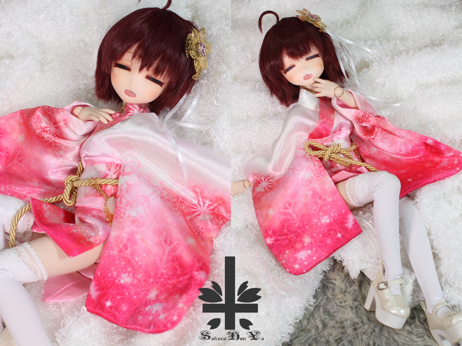 - Sakurahonya MDD]華麗短い和服 華麗短い和服《青。舞桜》 《赤桜》 My振袖 IA200202-046 DD/OF 「桜本屋」華麗短い和服 青花