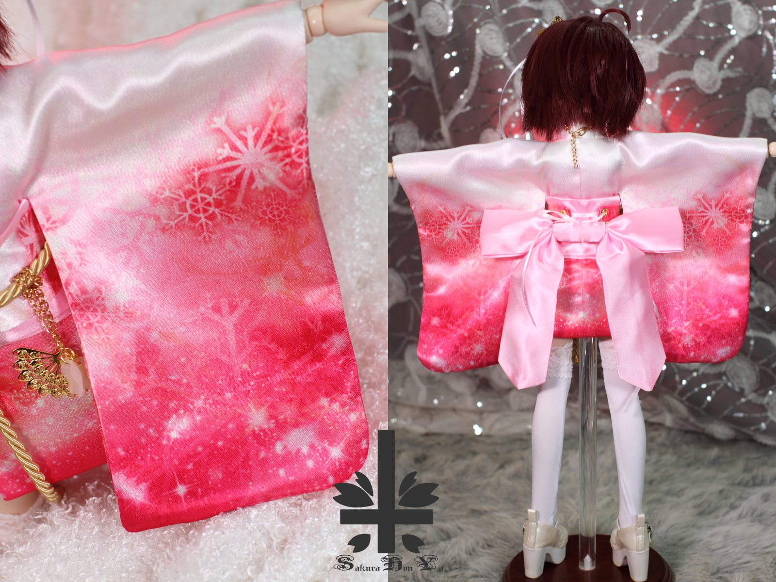 - Sakurahonya MDD]華麗短い和服 華麗短い和服《青。舞桜》 《赤桜》 My振袖 IA200202-046 DD/OF 「桜本屋」華麗短い和服 青花