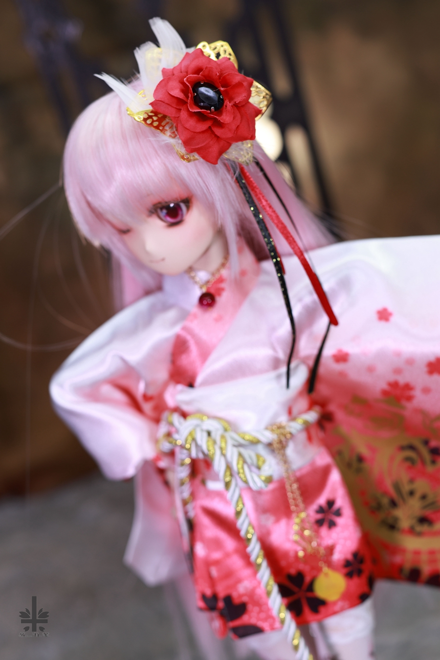 「桜本屋」華麗短い和服《紅桜》★★ONE OFF★★ ミニドルフィードリーム MDD-S/M/L胸